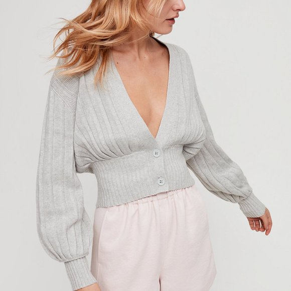 Aritzia Wilfred Plunge Front Thais Cardigan (merino wool) - Picture 3 of 6